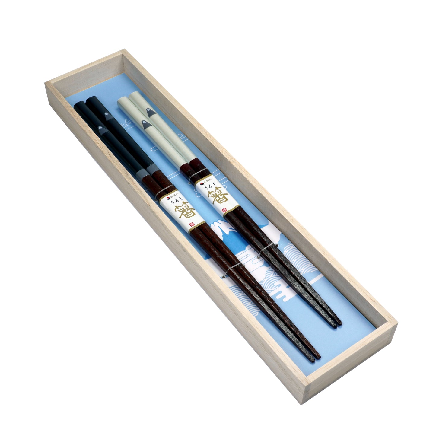 "Urushi" Mount Fuji Chopsticks Set in Paulownia Box