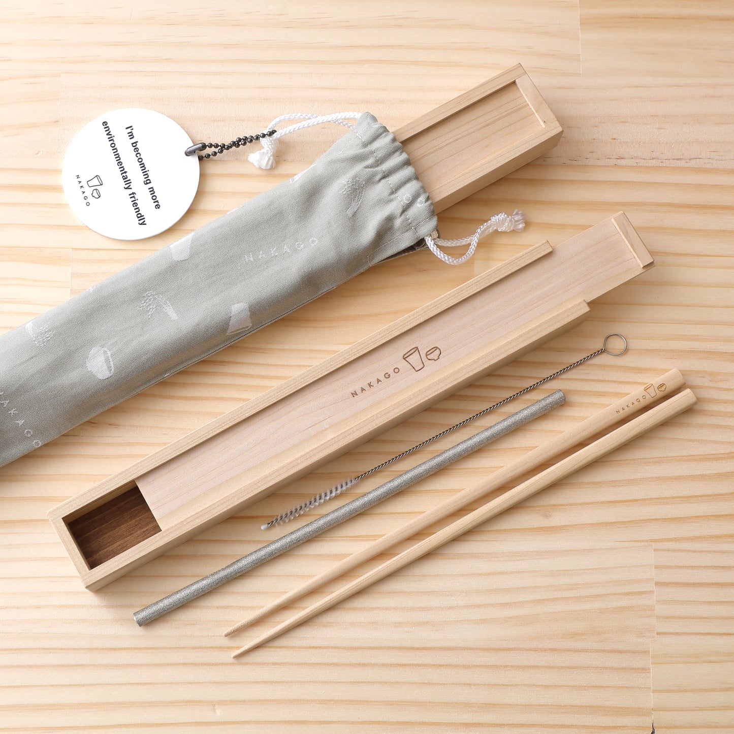 Tin Drinking Straw and Ohashi (Chopsticks) Set